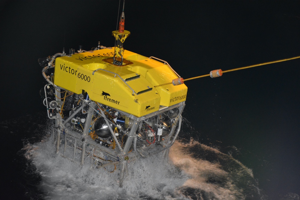 Deployment of the Remotely Operated Vehicle "Victor 6000" from IFREMER